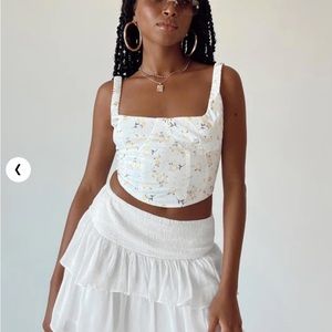 Princess Polly floral print white corset crop top
